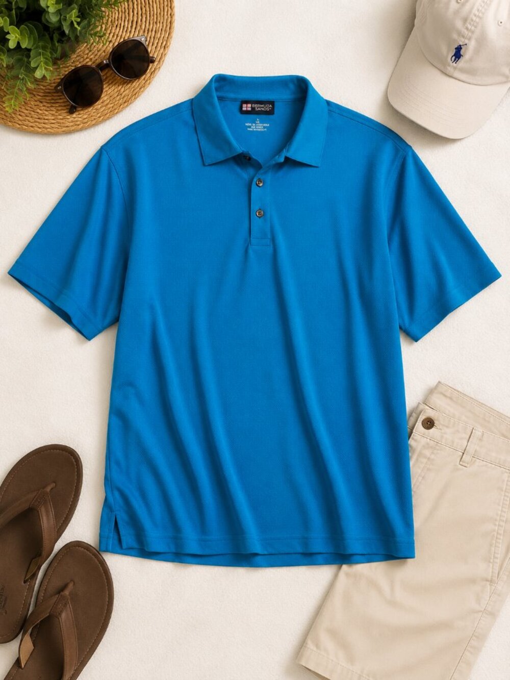 Bermuda Sands Blue Golf Polo Shirt Men's Large Performance NWT